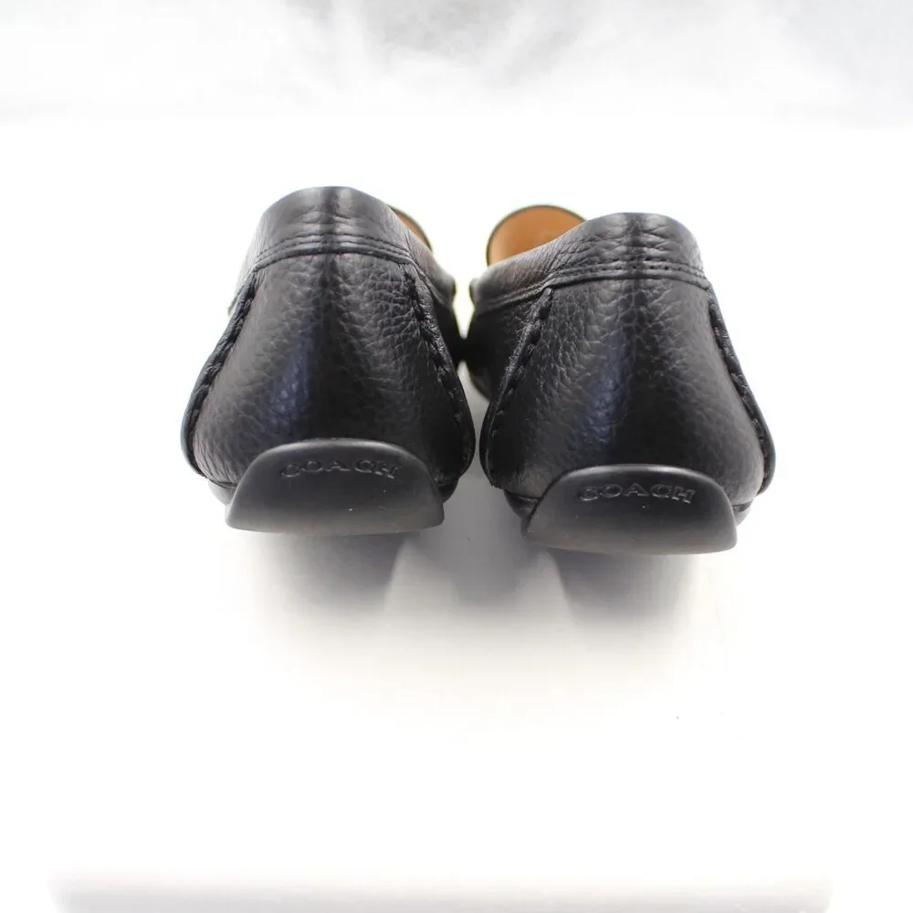 COACH Marley Driver Loafers Women Size 8 Black Pebbled Leather Flats